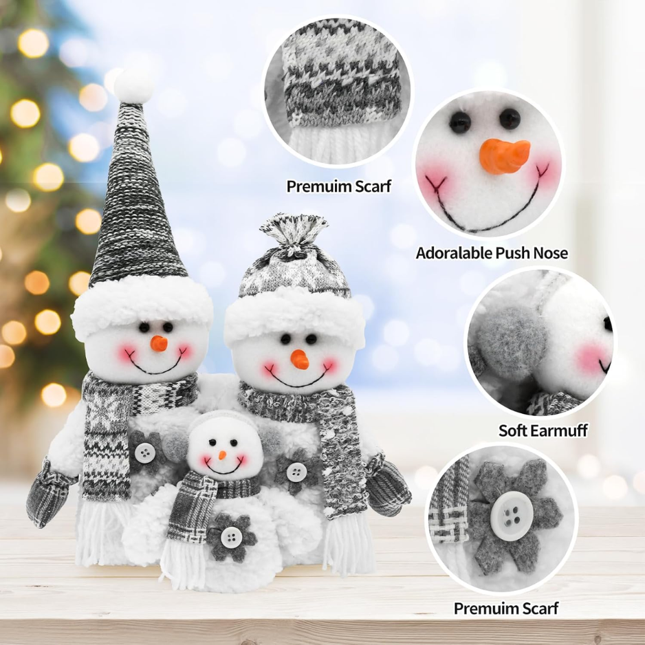 Grey Snowman Christmas Table Decoration