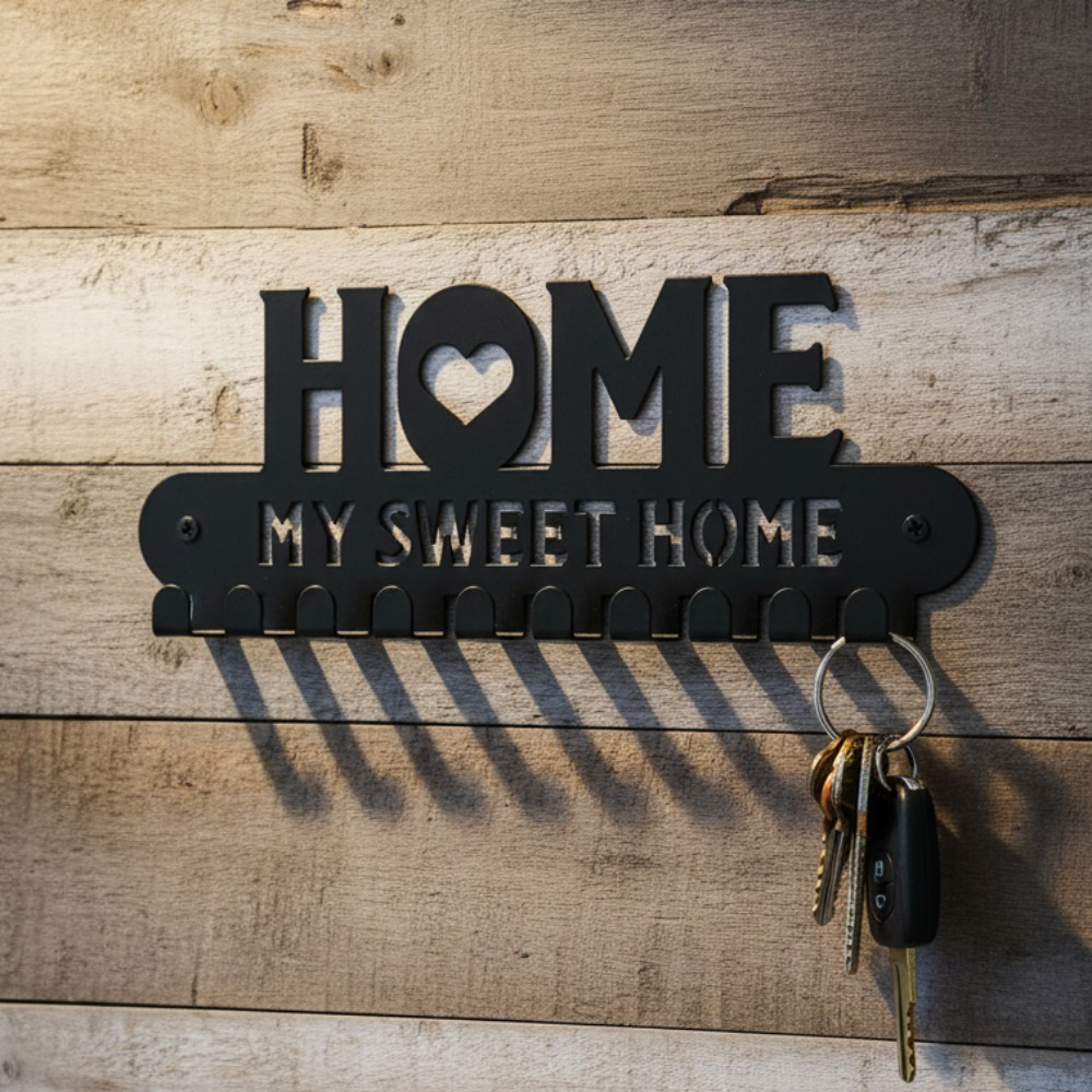 Sweet Home Metal Key Holder with Hooks