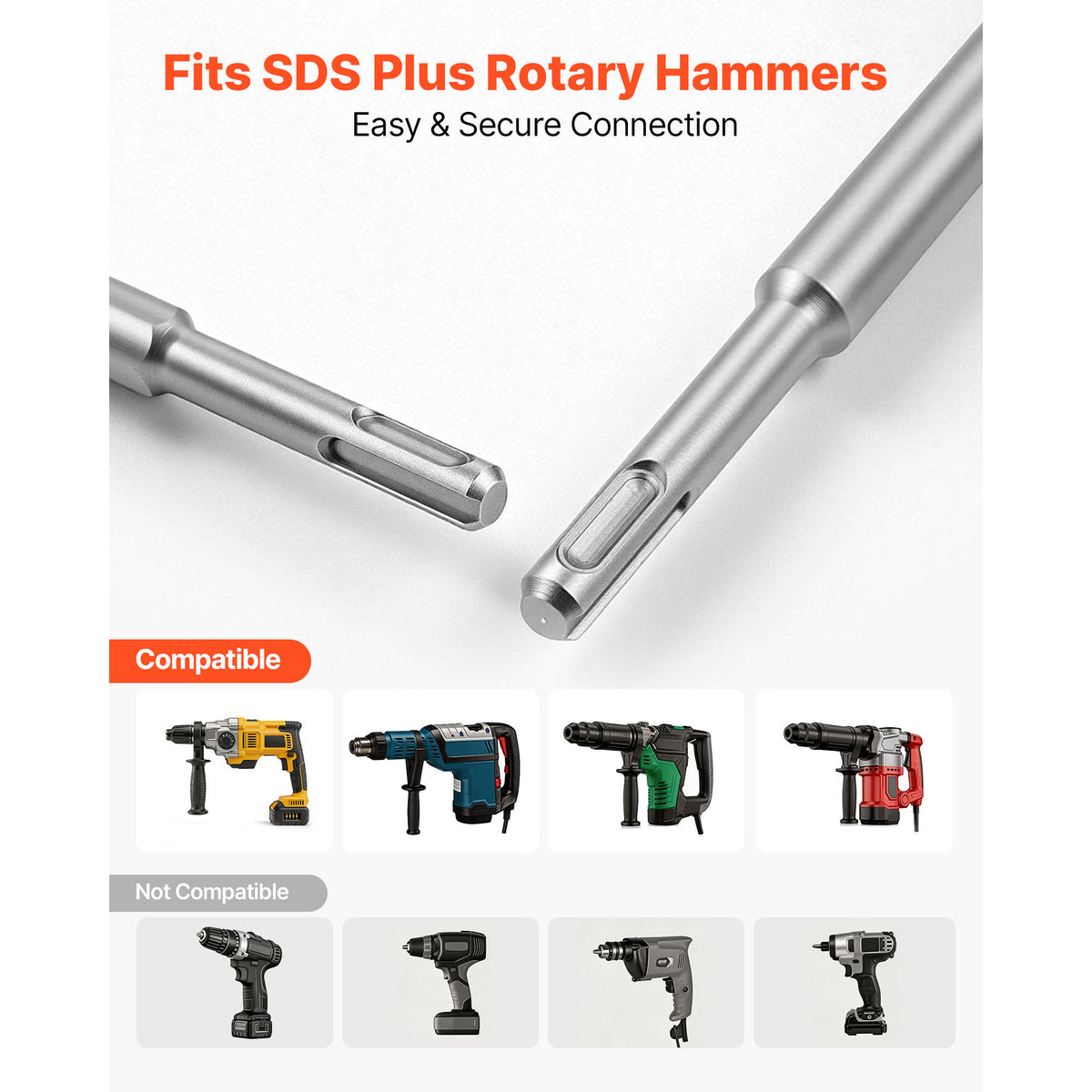 SDS Plus Chisel Set, 4 Pcs SDS Plus Rotary Hammer Drill Attachments