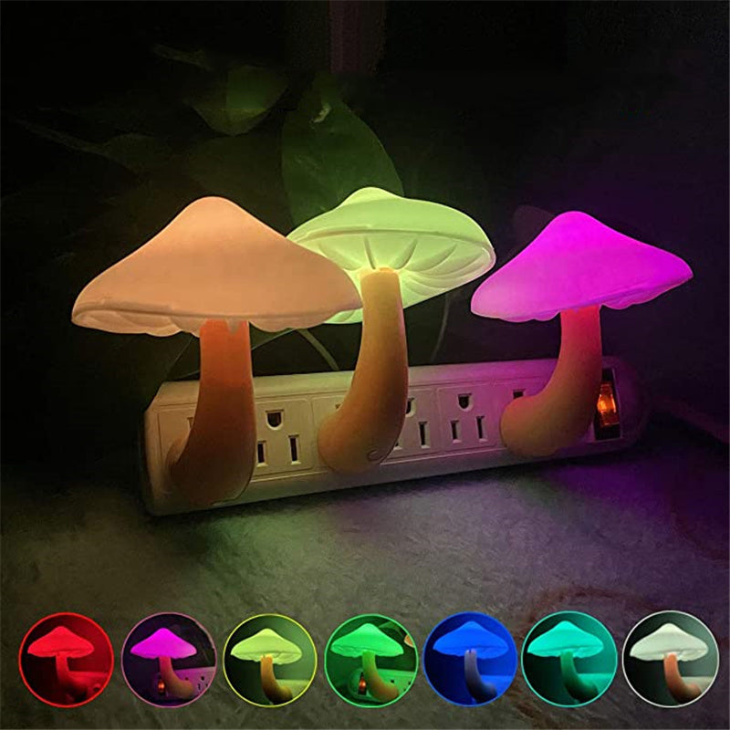 Mushroom LED Plug-In Night Light with Light Sensor, US Plug