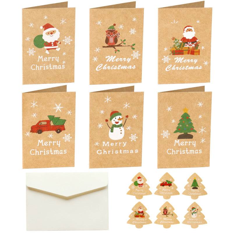 Kraft Paper Christmas Blessing Card Message Card Envelope Sticker