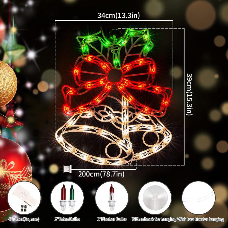 Lighted Christmas Bell Window Silhouette Decoration