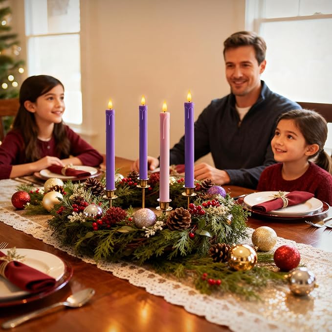 4-Piece Flameless LED Advent Taper Candles with Remote
