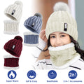 1Set Winter Beanie Hat Scarf Set Women Warm Knitting Skull Cap Neck
