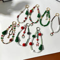 Christmas Beaded Phone Charm Strap Wristlet Santa Tree Holiday