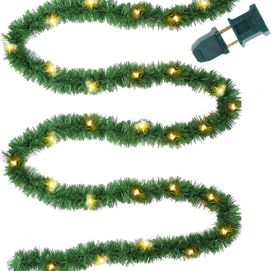 15FT Pre Lit Christmas Green Garland Upgrade