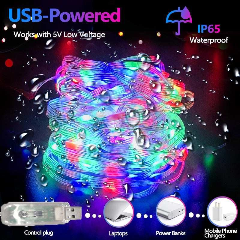 LED Rope Lights Outdoor, RGB Remote Control Fairy String Lights Plug In With 200 LEDs, Super Durabl