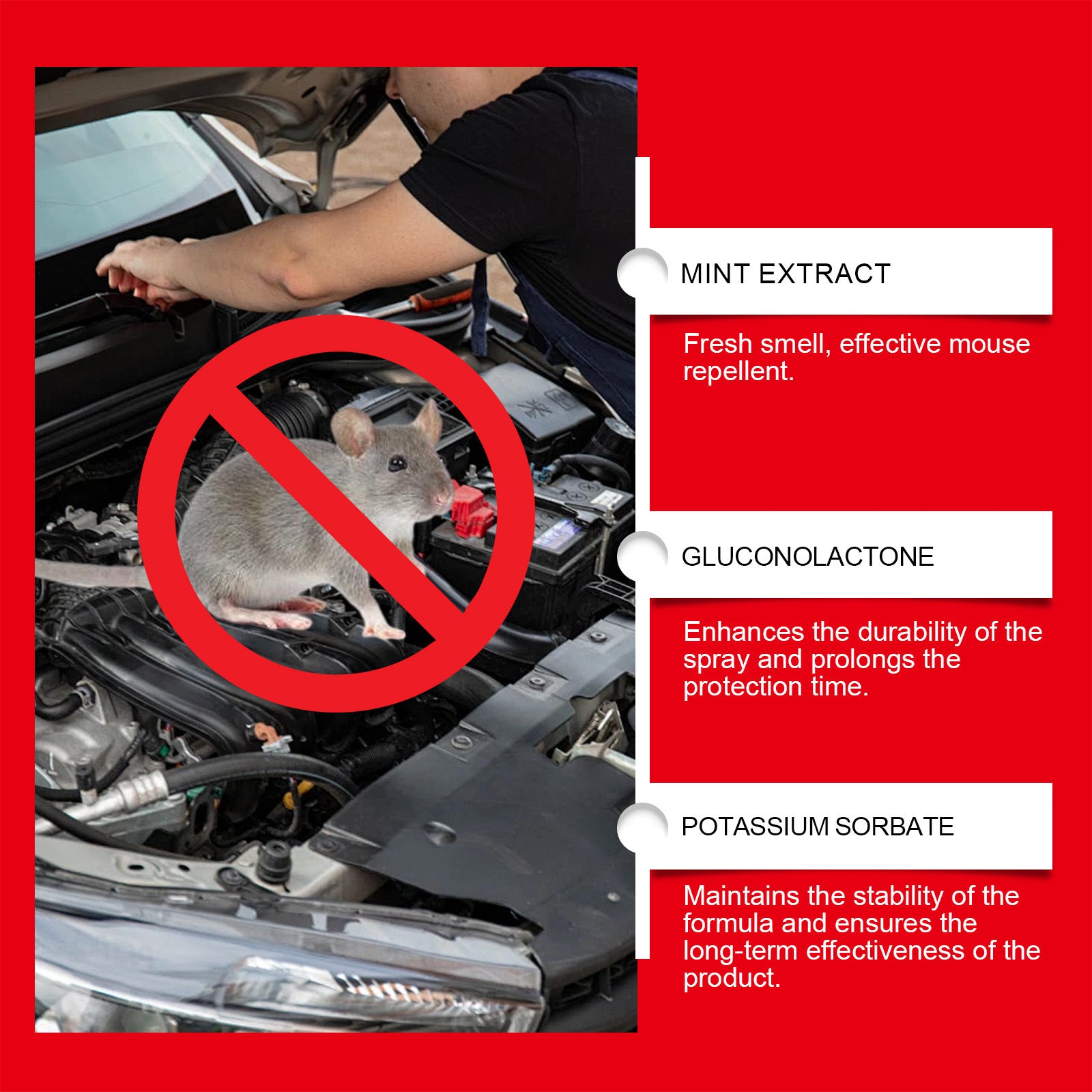 Rayhong Car Engine Rodent Repellent Spray - Car-Specific Rodent Repellent Spray For Car Engine Compartment Rodent Repellent