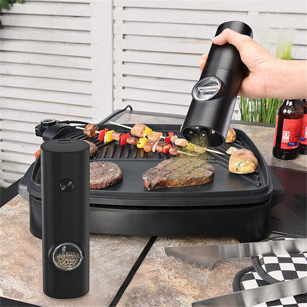 2x Electric Salt And Pepper Grinder LED Auto Mill Shaker Adjustable Coarseness