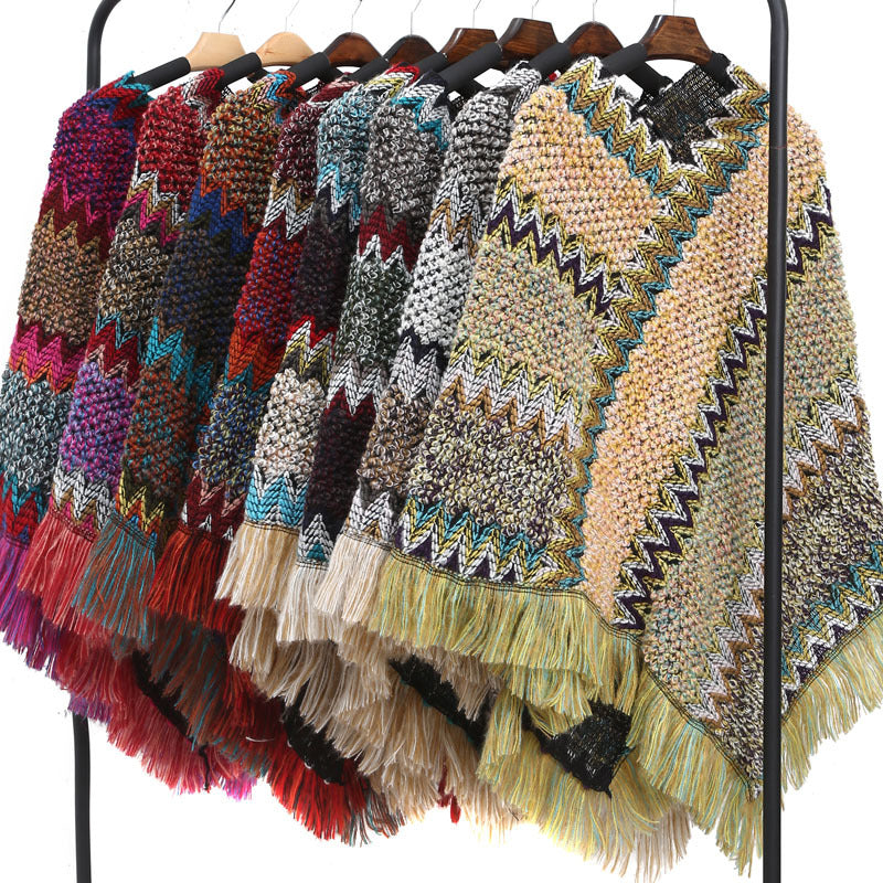Women's Warm Colorful Ethnic Style Pullover Cloak