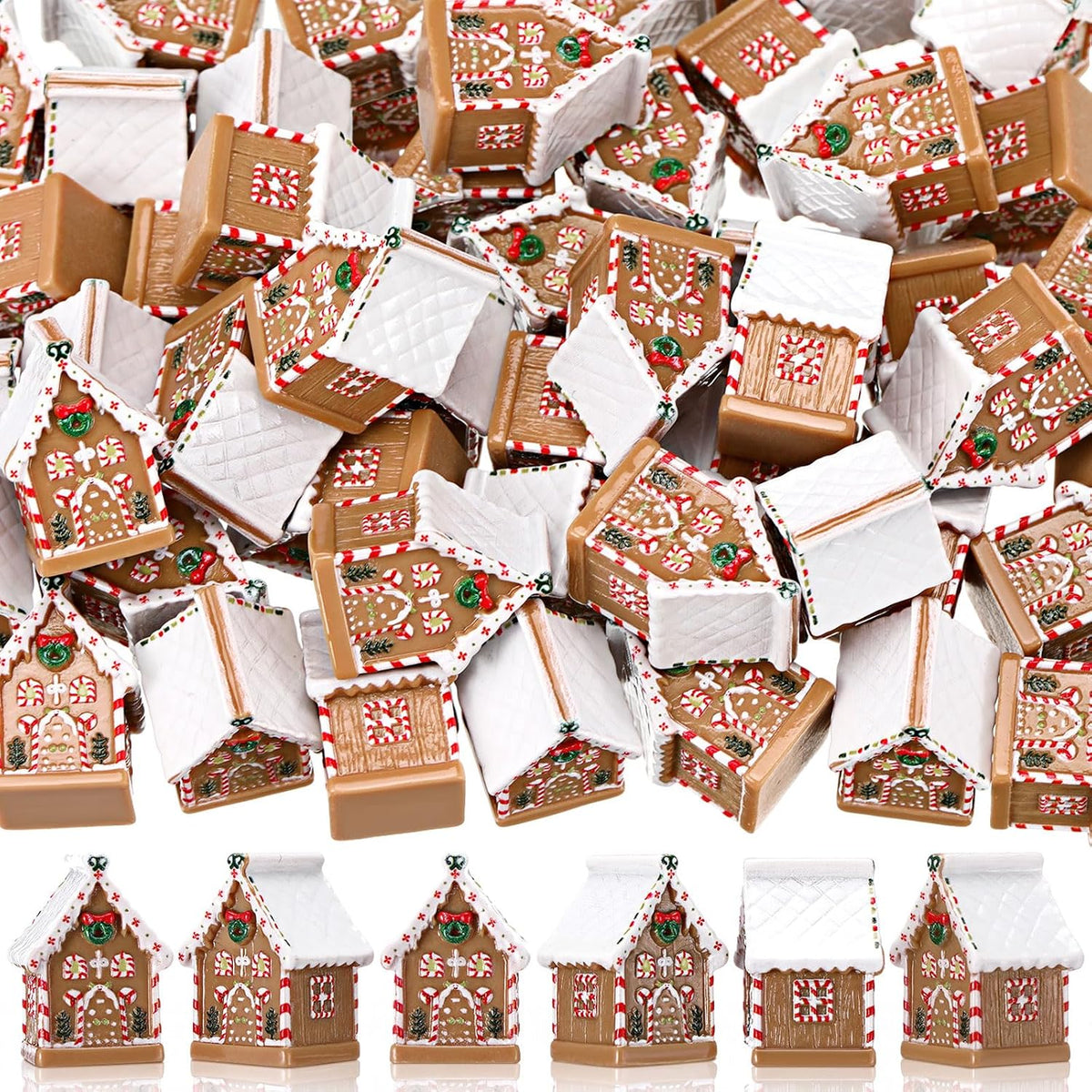 50 Pack Mini Christmas Gingerbread House Figurines