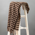 Women's Reversible Houndstooth Tassel Winter Scarf