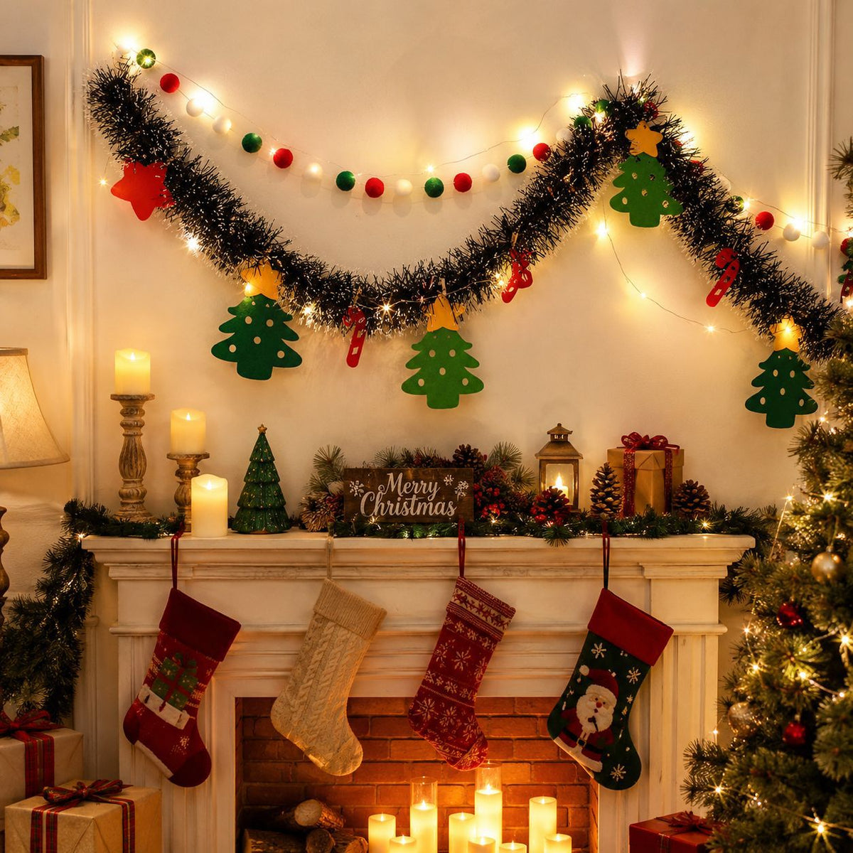 DIY Felt Christmas Ornament Light Strip