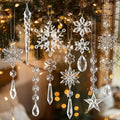 18-Piece Crystal Christmas Snowflake And Icicle Hanging Ornaments