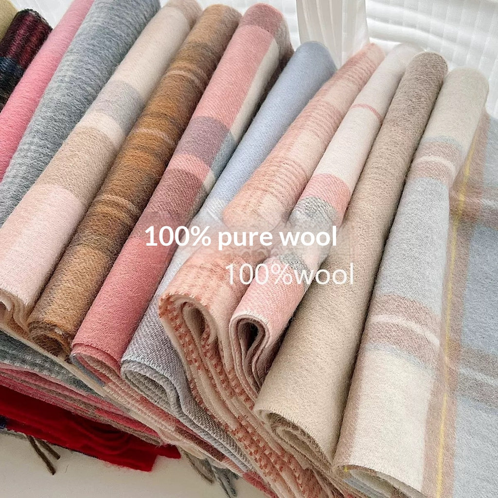 Meilade Wool Plaid Scarf For Winter