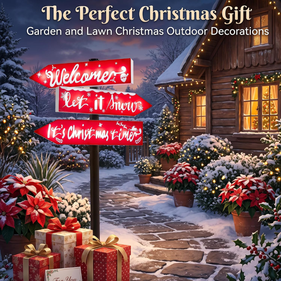 Solar Lighted Christmas Yard Sign, 39 in