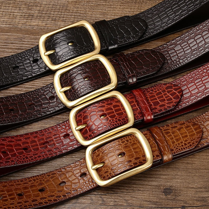 Men's Crocodile-Pattern Cowhide Leather Belt