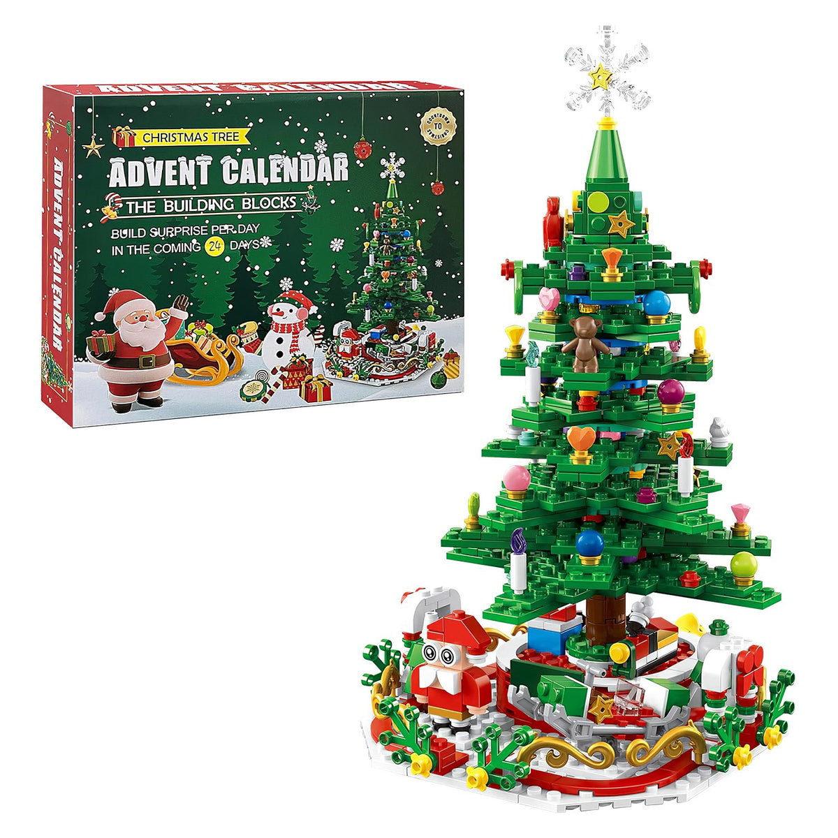 Christmas Tree Building Set with LED Light, Tabletop Decoration