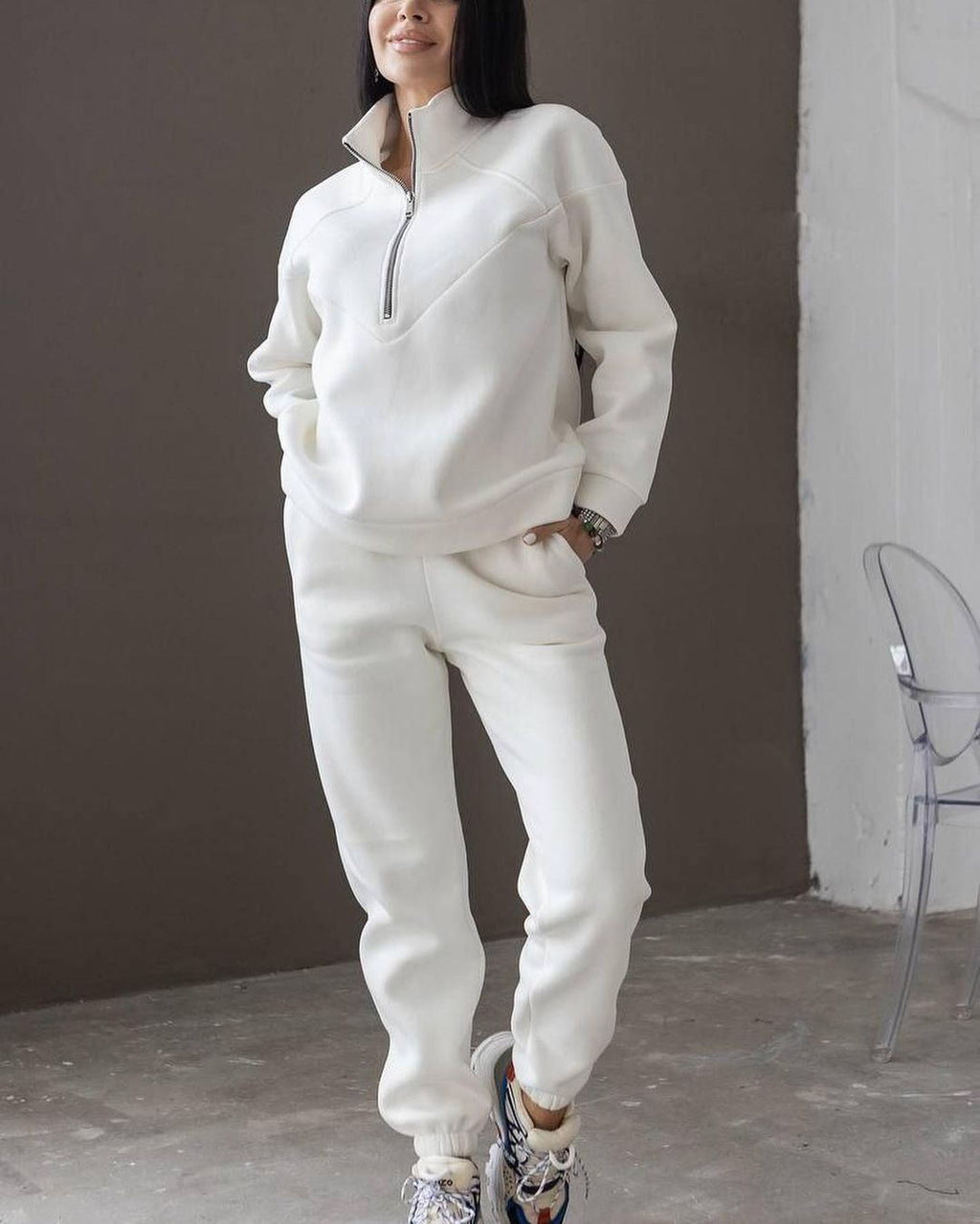 Women's Wool-Blend Two-Piece Hooded Sweater Set