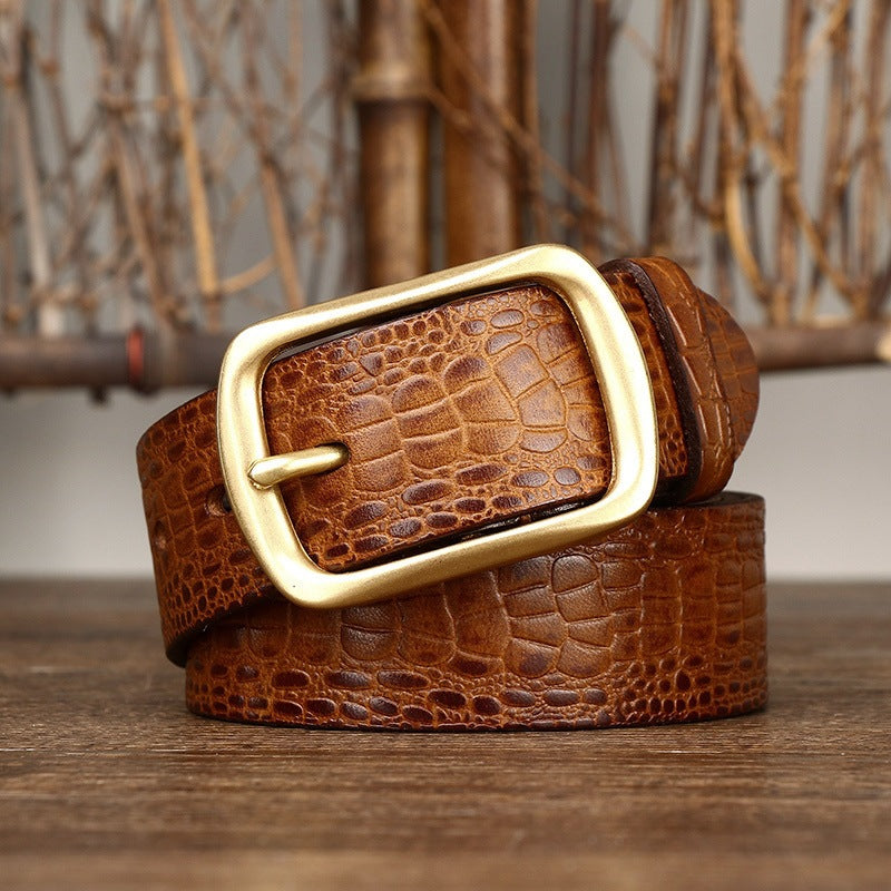 Men's Crocodile-Pattern Cowhide Leather Belt