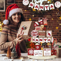 17-Piece Rustic Christmas Tiered Tray Decor Set With Santa
