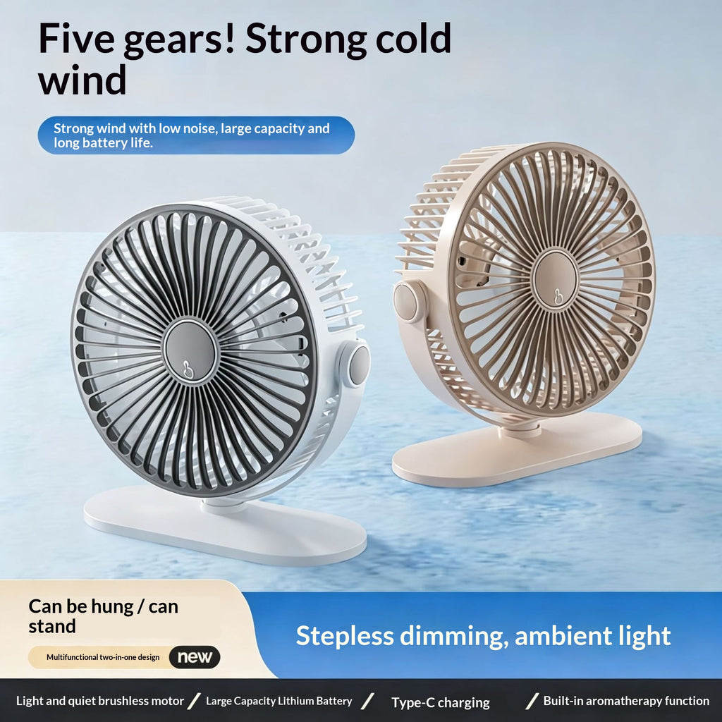 Portable Clip-On Silent Mini Car Charging Fan