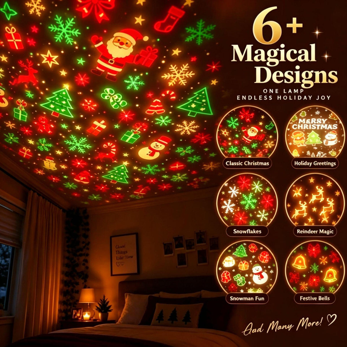 Cartoon Ceiling Decorations Christmas Projection Lights