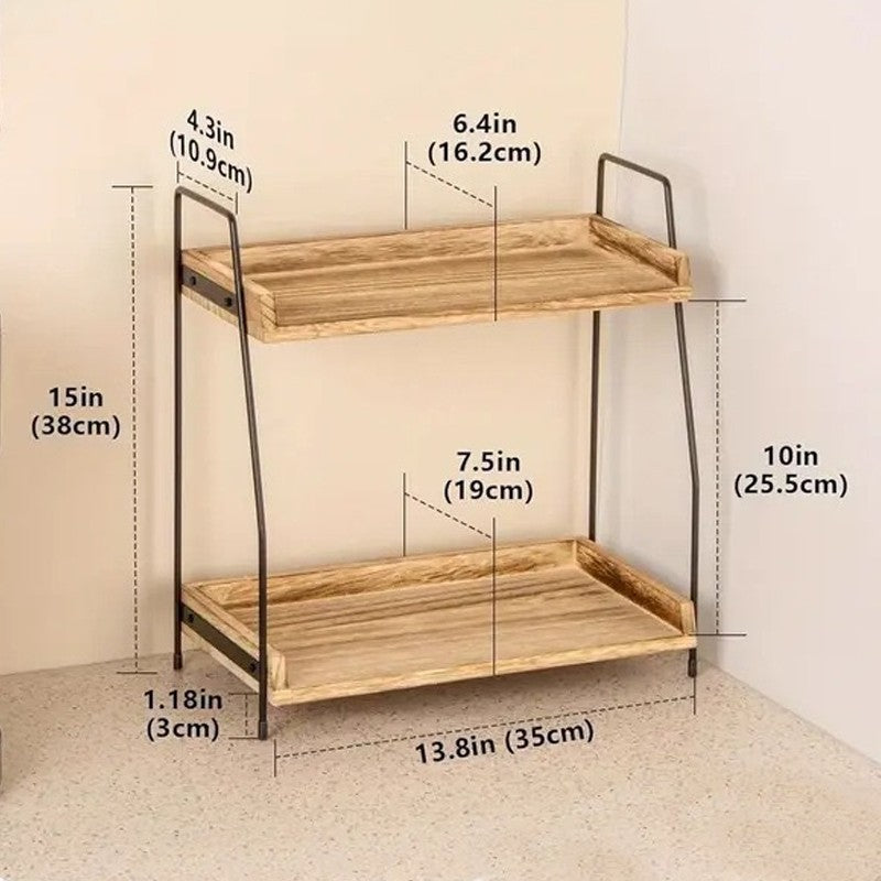 2-Tier Coffee Station Organizer For Countertop, Wooden Kitchen Counter Shelf UK
