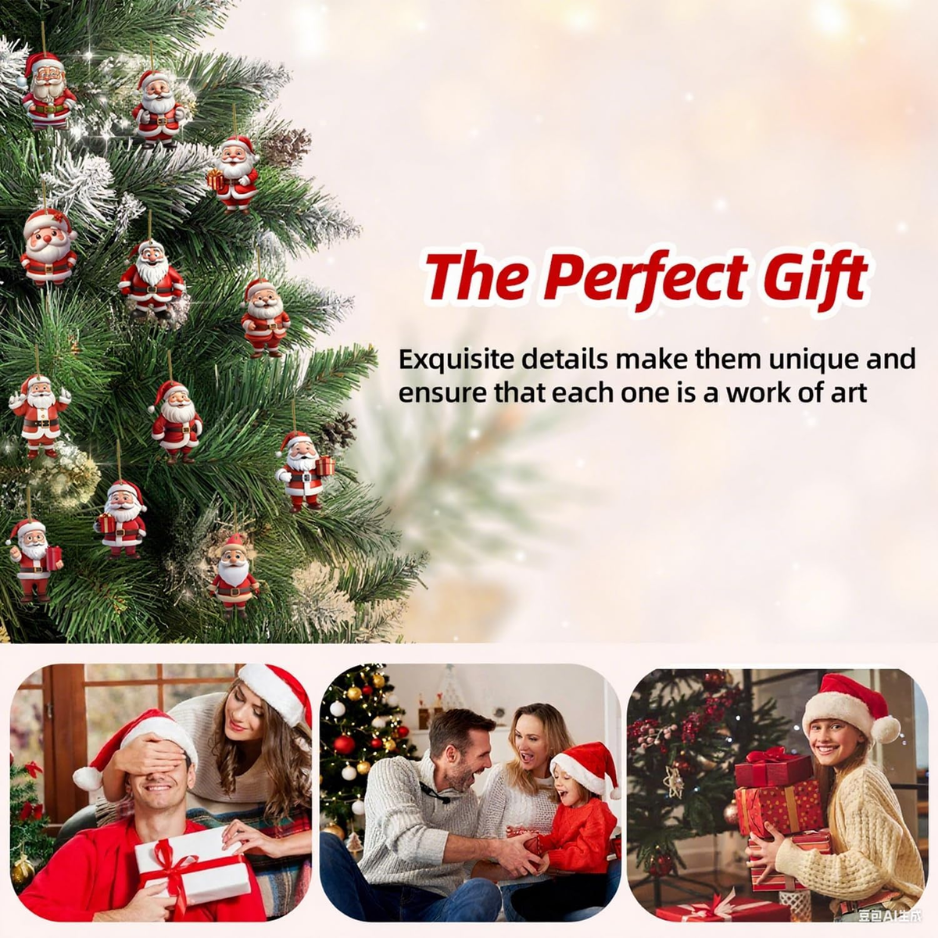 12 Pcs Christmas Tree Ornaments Funny Cartoon Santa Claus Designs
