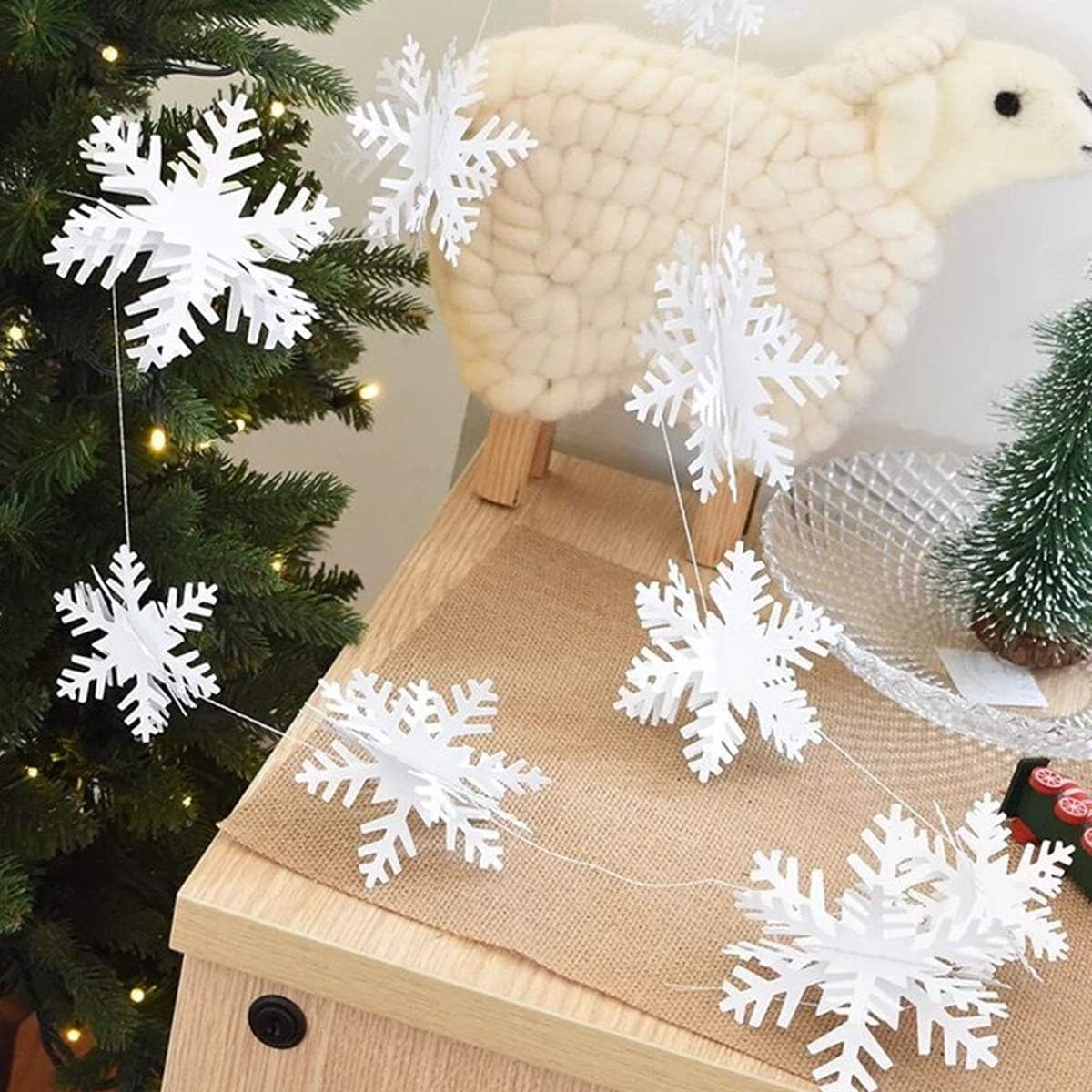White Paper Snowflake Decorations 14 Units