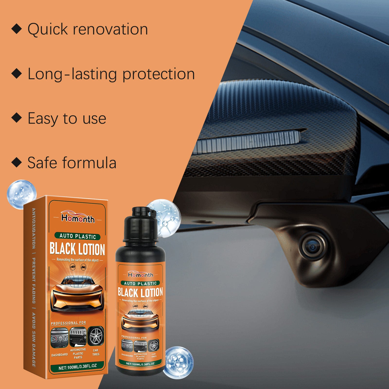Homonth Automotive Plastic Refurbishing Agent, Interior Accessory Stain Cleaner, Plastic Refurbishing Agent