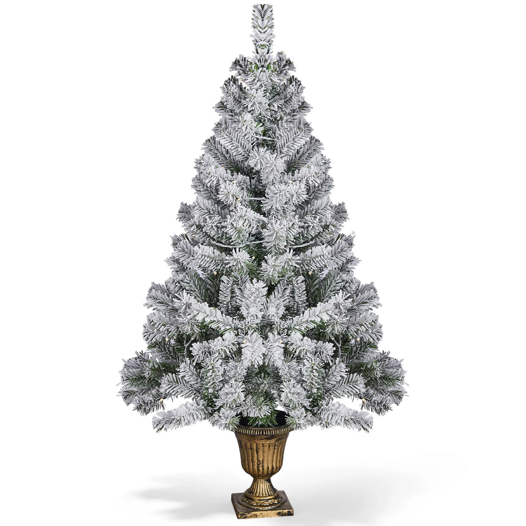 4FT Flocked Christmas Tree in Cup Pot