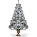 4FT Flocked Christmas Tree in Cup Pot