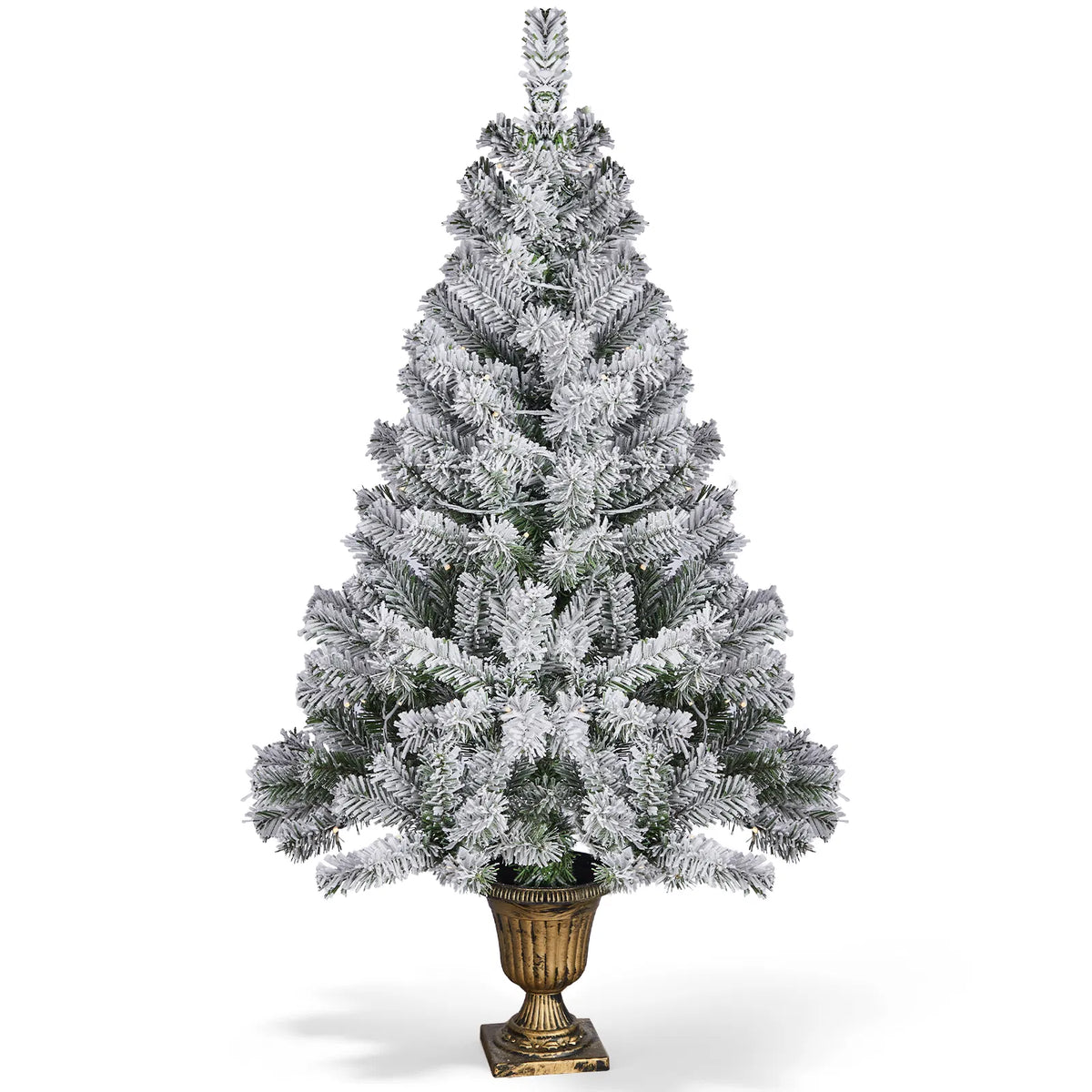 4FT Flocked Christmas Tree in Cup Pot