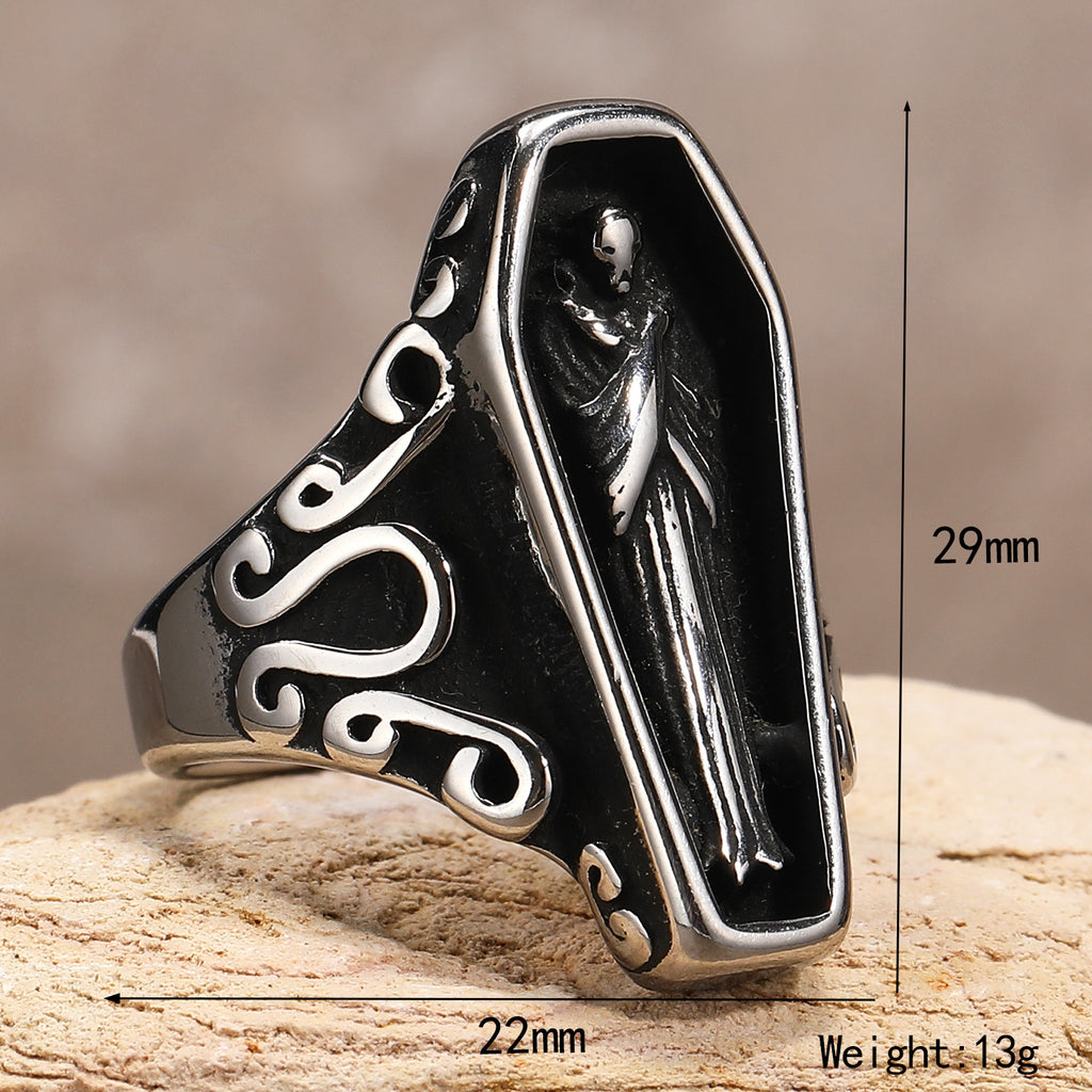 Men's Titanium Steel Coffin Ring