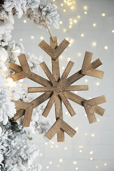 17.7inch X 17.7inch Large Fir Wood Snowflake Ornaments