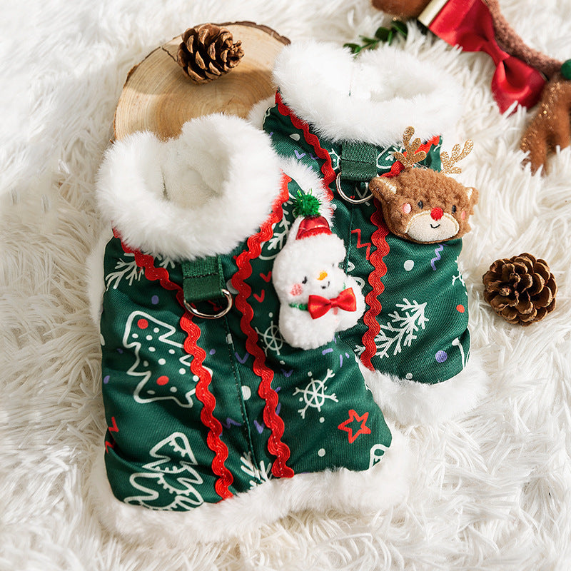 Christmas Dog Shirt with Snowman Patch
