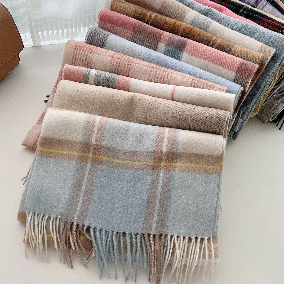 Meilade Wool Plaid Scarf For Winter