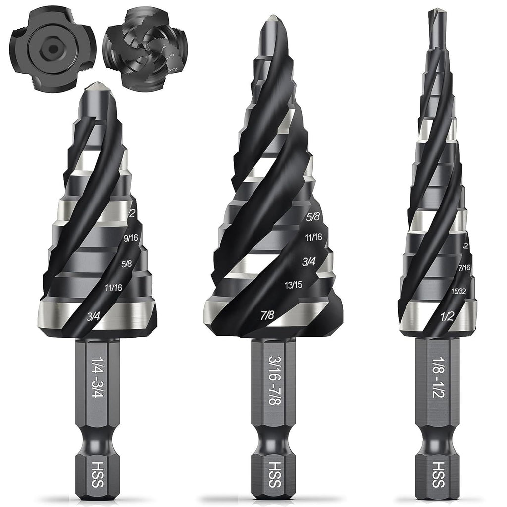 Four-spiral Groove Stepped Drill Bit Set