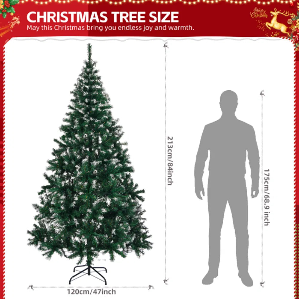 7 Ft Snow-Tipped Artificial Christmas Tree with 150 Warm White LED