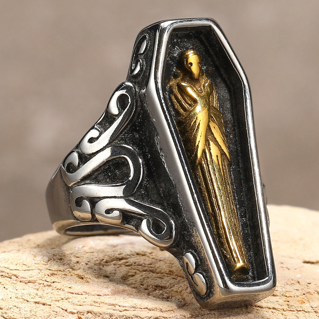 Men's Titanium Steel Coffin Ring