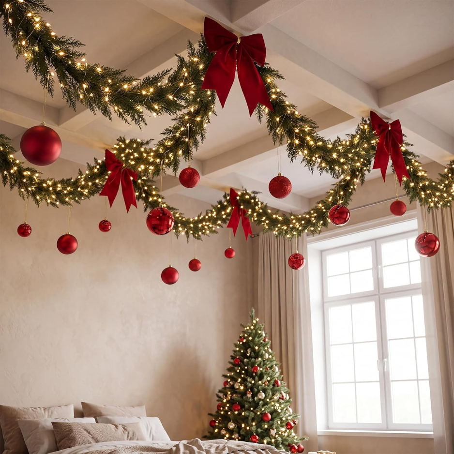161 Pcs Christmas Hallway Ceiling Decor Kit, LED Lights Garland