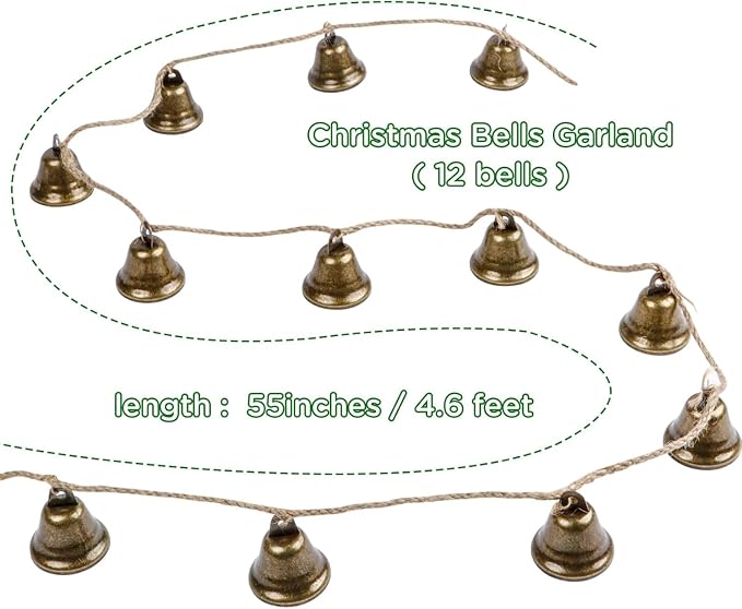 Rustic Christmas Bells Garland Banner