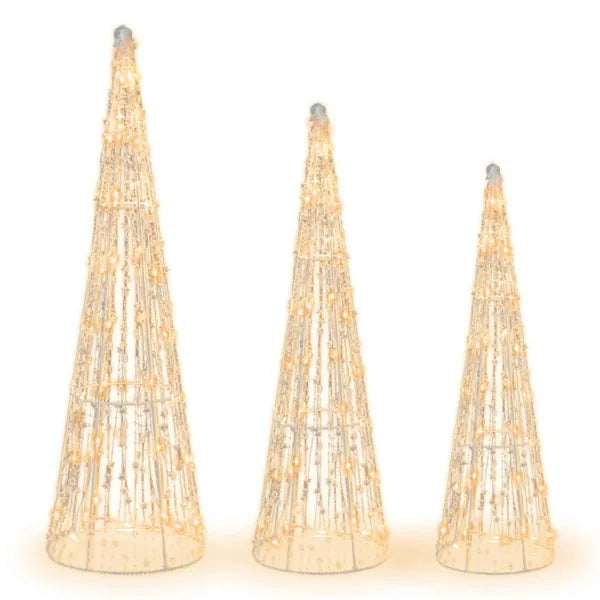 3-Piece Pre-Lit Christmas Cone Trees