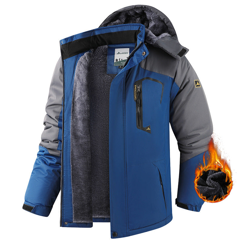 Men's Windproof Fleece-Lined Thickened Shell Jacket