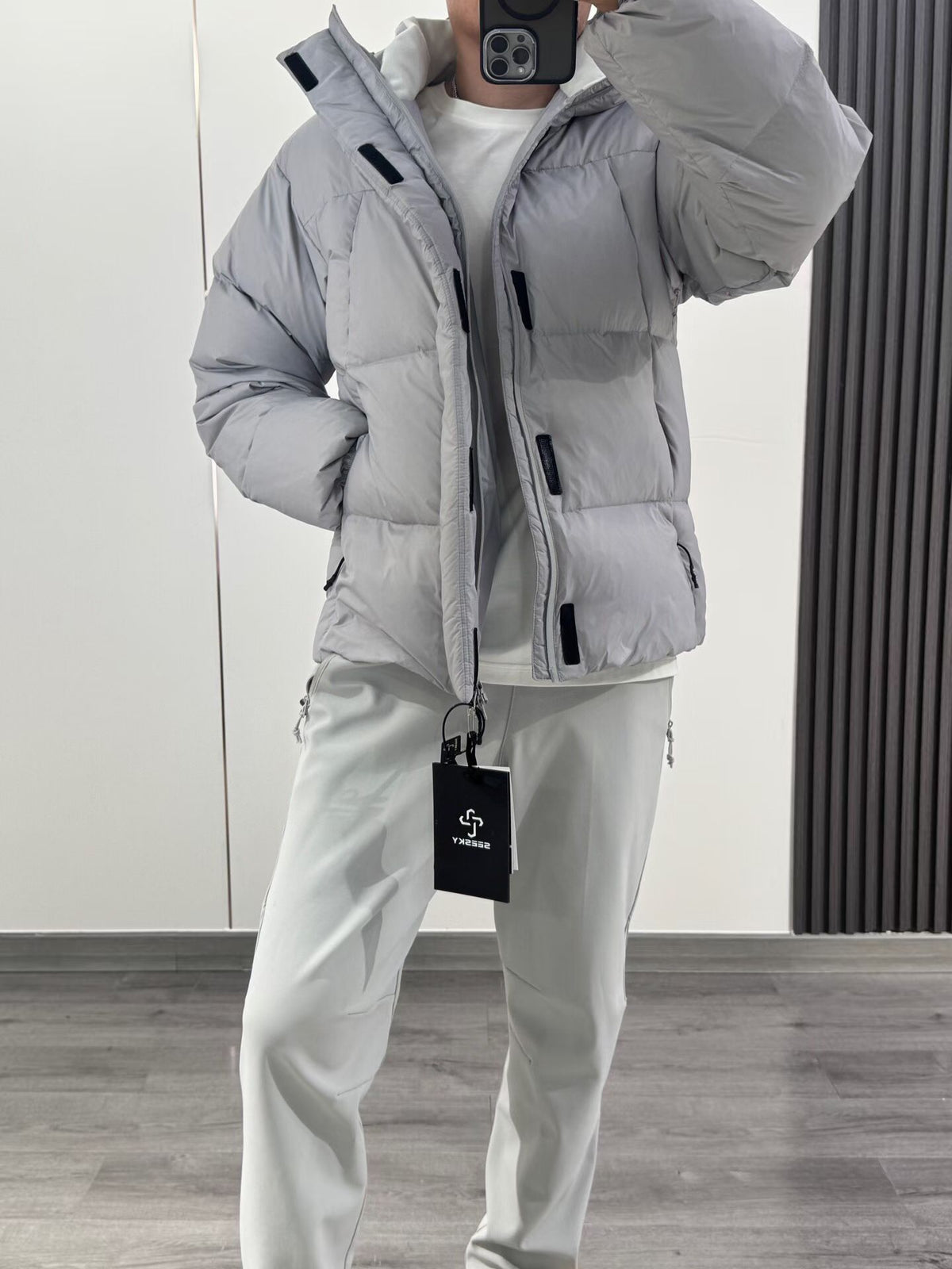 Unisex White Duck Down Puffer Jacket