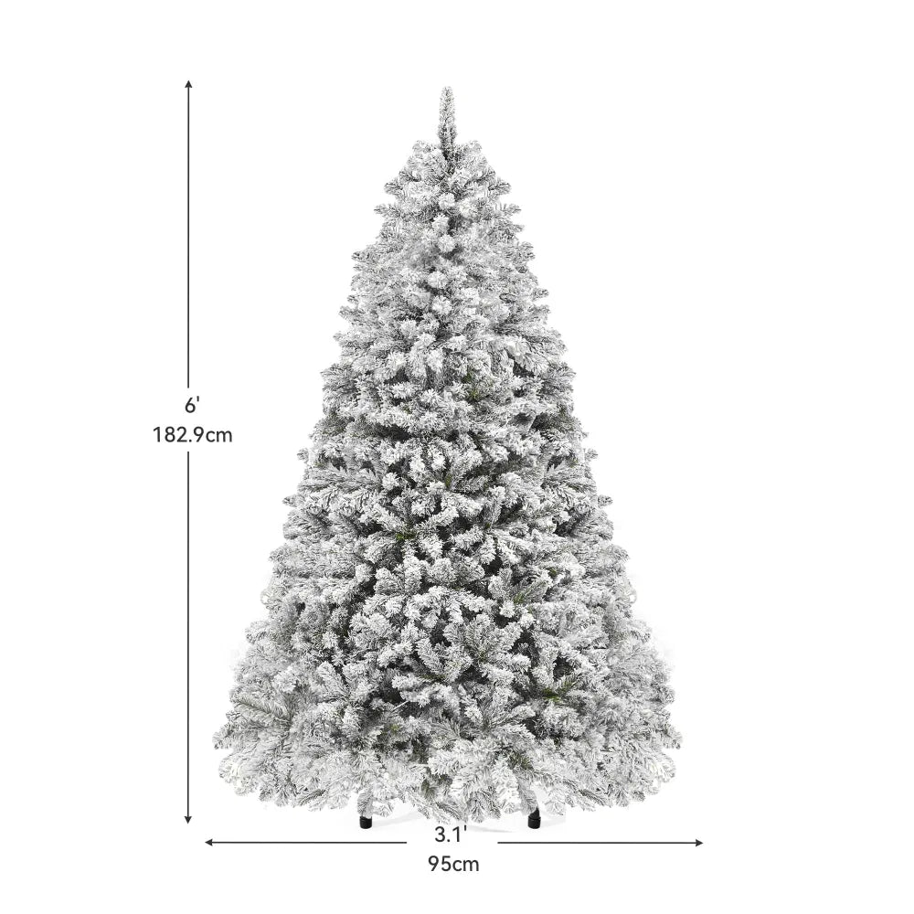 6ft Snow Flocked Artificial Christmas Tree with 250 Lights