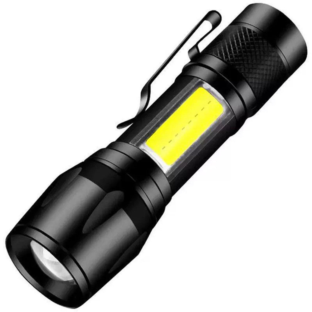LED Telescopic Mini Flashlight Torch USB Rechargeable Pen Light For Camping COB Light