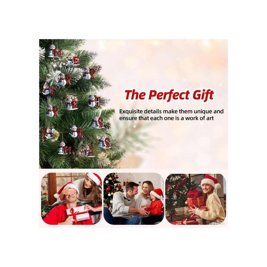 14 Pcs Christmas Snowman Ornaments Decorations Cute Snowman With Red