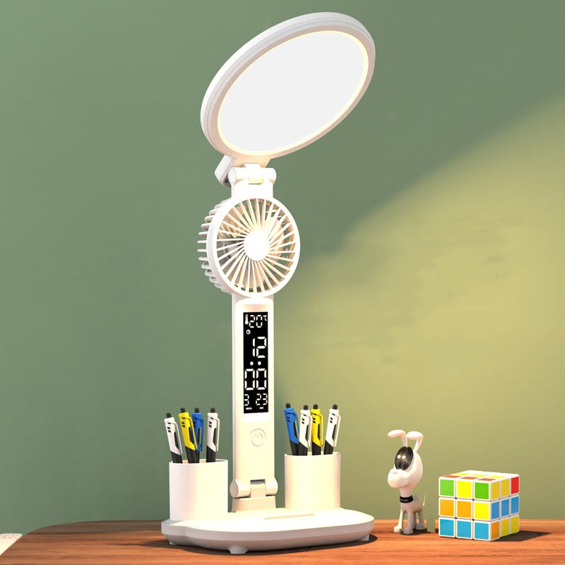 LED Clock Desk Lamp with Fan